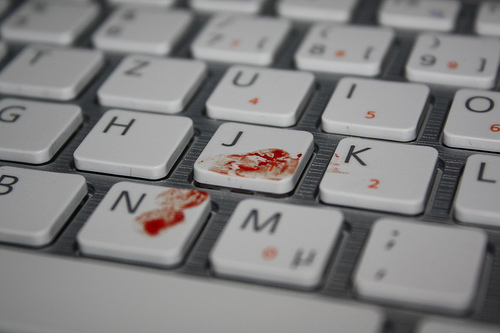 The commits of death: keyboards in blood